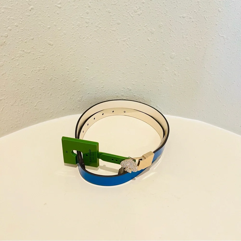 Kate Spade Women’s Twist Reversible Blue White Dress Belt Size M NWT